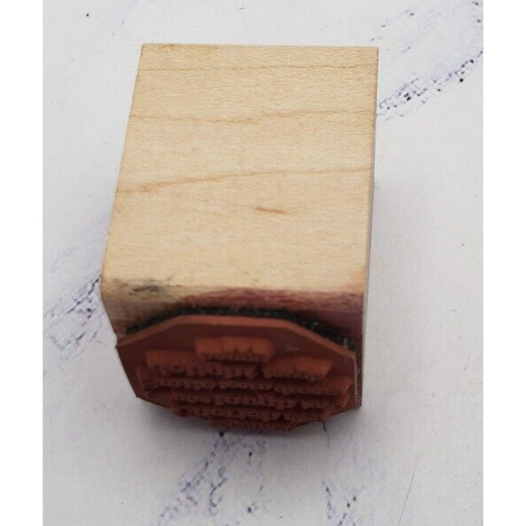 Cherish Laugh Play Small 1x1 Wood Mounted Rubber Block Stamp - Picture 2 of 7